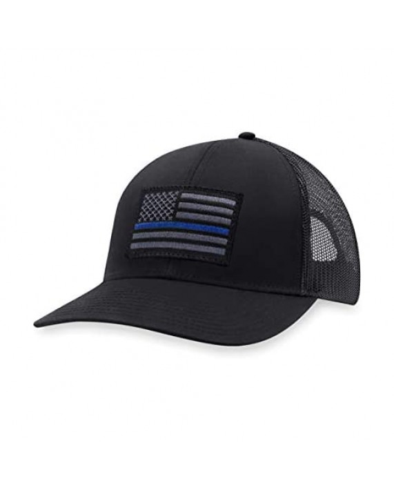 Thin Blue Line Hat – Blue Line Trucker Hat Baseball Cap Police Snapback Golf Hat