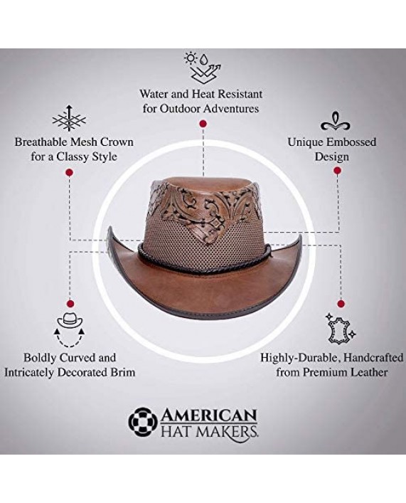 American Hat Makers Sierra Cowboy Hat — Handcrafted Genuine Leather UV Sun Protection