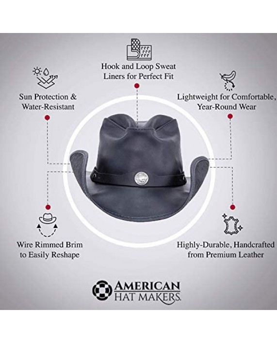 American Hat Makers Western Leather Cowboy Hat — Handcrafted UV Sun Protection