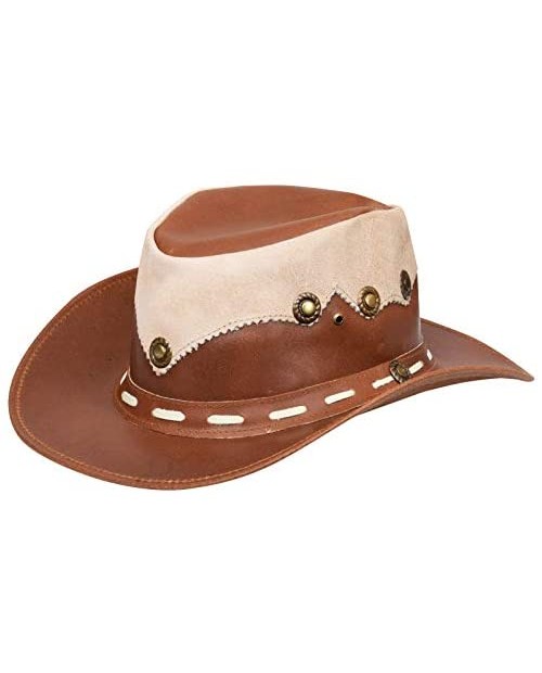 Australian Western Style Cowboy Outback Real Leather and Suede Aussie Bush Hat