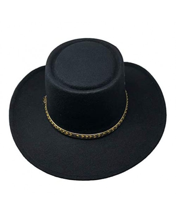 CHAPEAU TRIBE Faux Felt Gambler Hat with Elastic Band-Gold and Tiger Band