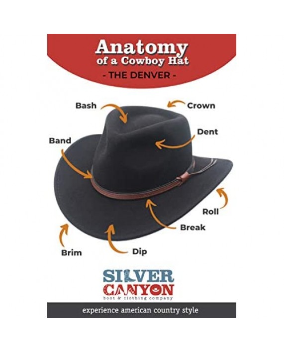 Crushable Outback Cowboy Western Wool Hat Silver Canyon