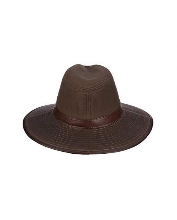 Dorfman Pacific Men's Oil Cloth Safari Hat With Leather Trim