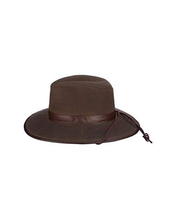 Dorfman Pacific Men's Oil Cloth Safari Hat With Leather Trim