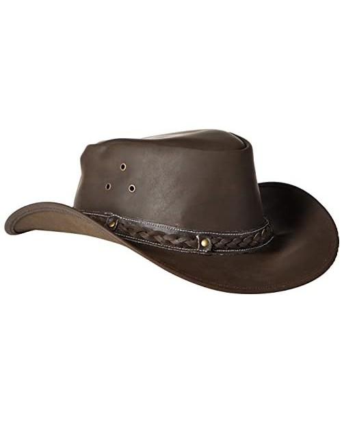Down Under Leather Hat Brown Small