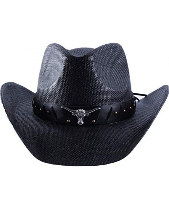 Enimay Men's & Women's Western Style Cowboy/Cowgirl Straw Hat