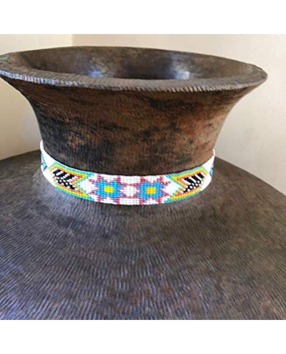 Mayan Arts Hat Band Hatband Western Cowboy Cowgirl Beaded Hat Bands Blue Leather 7/8 Inches x 21 Inches
