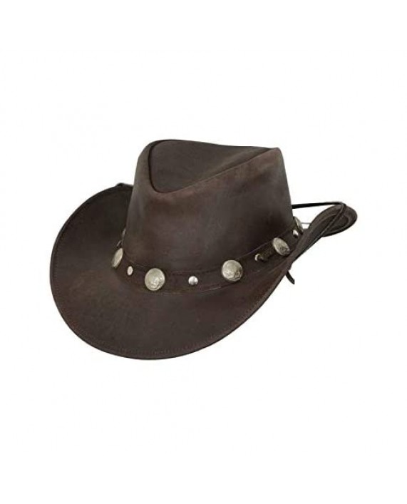 Outback Trading Men's 1376 Rawhide UPF 50 Leather Western Hat with Adjustable Chin Cord