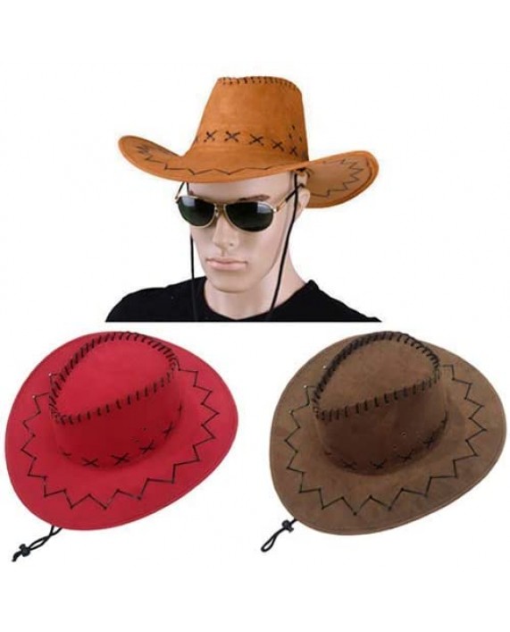 Sohapy Western Cowboy Hat with Adjustable Cord Fancy Dress Costumes Accessory Wide Brim Unisex Hats Great for Role Play