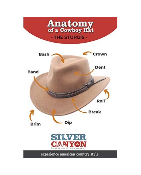 Sturgis Crushable Wool Felt Outback Western Style Cowboy Hat by Silver Canyon