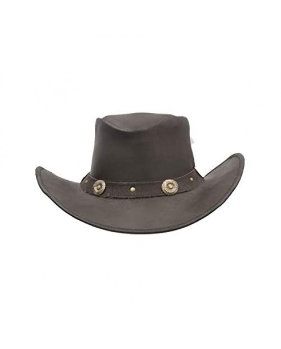 Walker and Hawkes - Leather Cowhide Outback Cowboy Conchos Hat