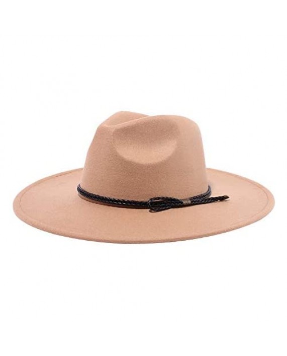 Aju Men & Women Vegan Suede Wide Brim Hat Fedora Panama Trilby Hat with Band