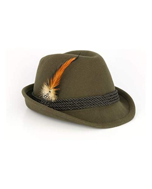 Alpine Fedora Dark Green - Oktoberfest Holiday Hat - Adult XL (7 5/8 to 7 3/4) St. Patrick's Day