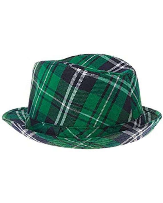 amscan St. Patrick's Day Plaid Fabric Fedora Hat | Party Accessory 5 1/8 x 10