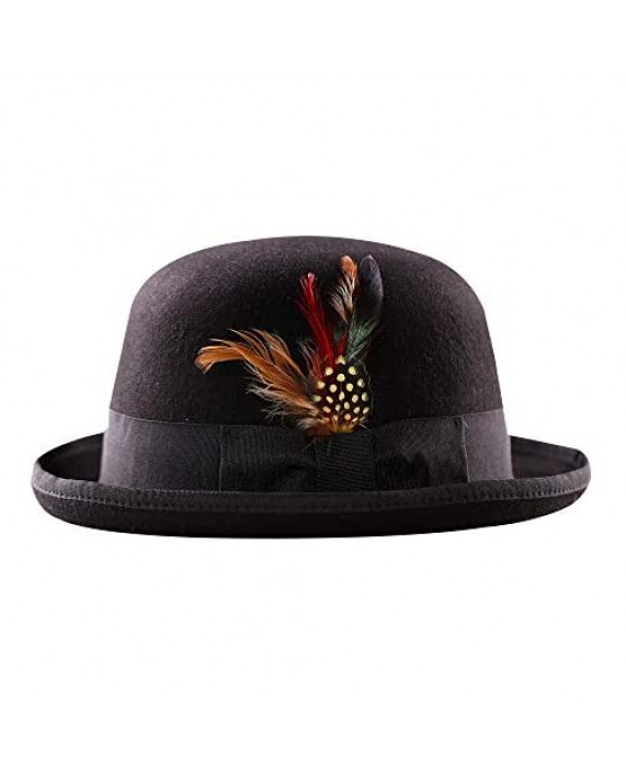 Anycosy Wool Derby Hat Felt Bowler Hats for Men Women Valentine's Day Gifts Costumes