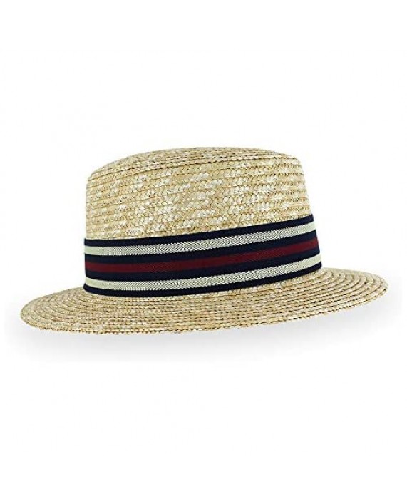Belfry Boater Straw Skimmer Adjustable Spring Summer Fedora Hat