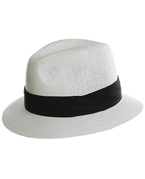 Bidetu Women Men Fedora Straw Hat Panama Trilby Sun Hat