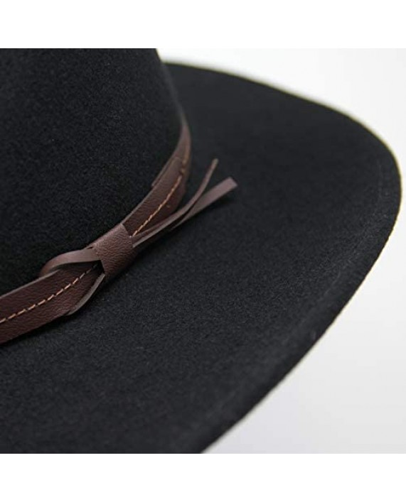 Borges & Scott Hardy - Lightweight Wide Brim Fedora - Leather Band - 100% Wool Felt - Crushable for Travel - Water Resistant