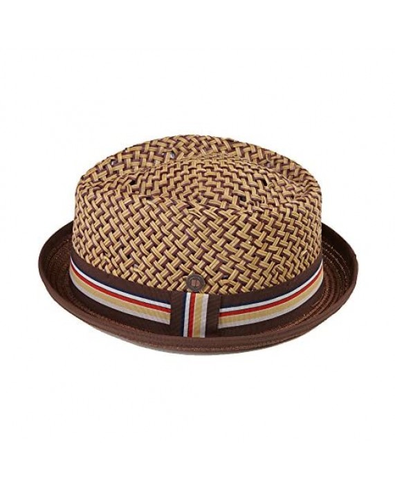 DASMARCA Mens Summer Straw Retro Porkpie Hat