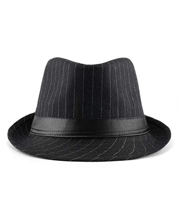 FALETO Unisex Classic Manhattan Structured Gangster Trilby Fedora Hat
