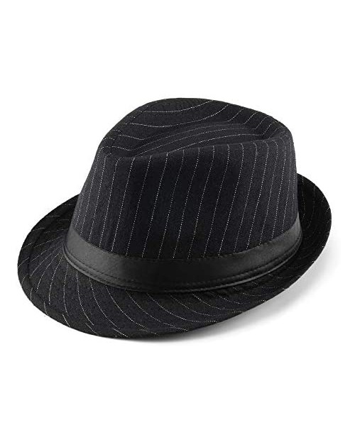 FALETO Unisex Classic Manhattan Structured Gangster Trilby Fedora Hat