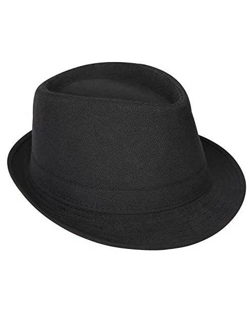 HDE Pinstripe Houndstooth Stingy Short Brim Fedora Gangster Cuban Style Hat Cap