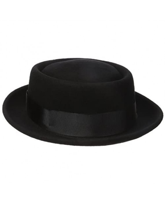 Henschel Men's 100% Wool Felt Porkpie Hat and Grosgrain Ribbon Band and Bow