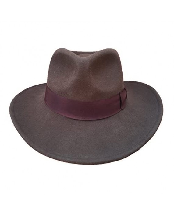 Indiana Wool Felt Crushable Cowboy Fedora Outback Hat Water Repellent