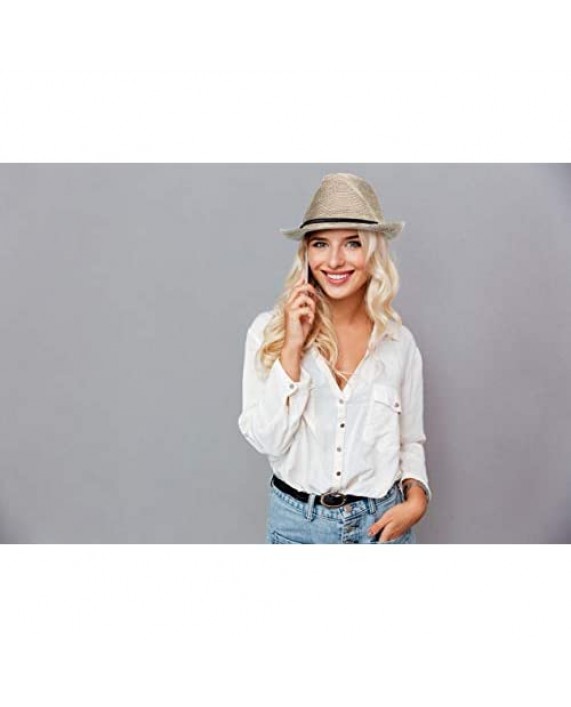 Jasmine Men/Women's Classic Short Brim Miami Beach Panama Fedora Straw Hat