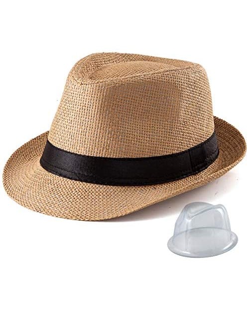LADYBRO Straw Fedora Hats for Men - Women Hat Summer Beach Hat Men Straw Hat Trilby Hat