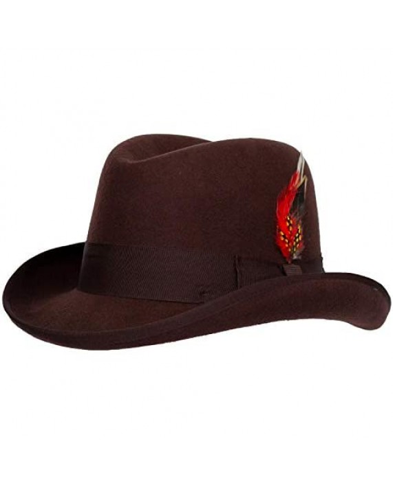 Levine Hats 9th Street Charles Firm Felt Homburg Godfather Hat 100% Wool
