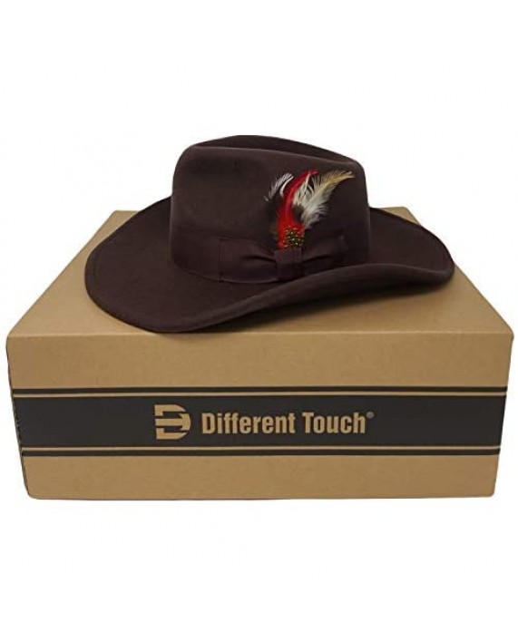 Men's 100% Crush-able Wool Felt Outback Cowboy Indiana Jones Fedora Hats