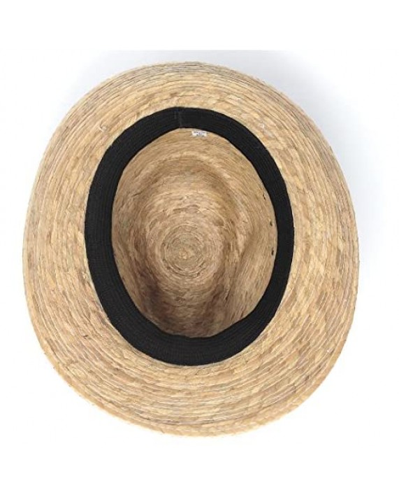 Mexican Palm Leaf Straw Hat Classic Cuban Style Upturn Brim Fedora for Men