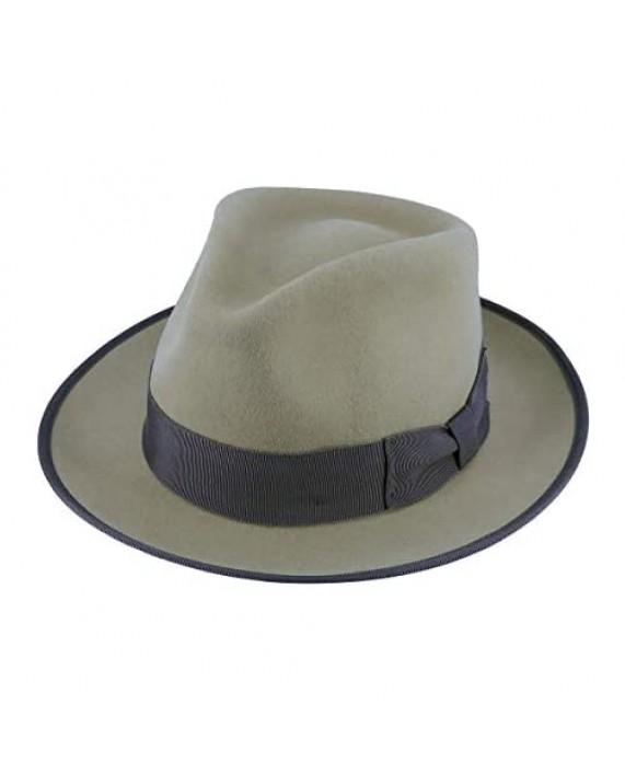MIX BROWN Men's Frederick Fedora Trilby Hat Crushable Wool Felt Wide Brim Fedora Hat