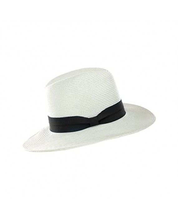 NYFASHION101 Lightweight Solid Color Band Braided Panama Fedora Sun Hat