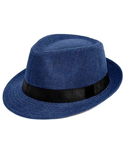 PORSYOND Felt Fedora Hat Men Women Belt Panama Jazz Hat Trilby Hat with Band