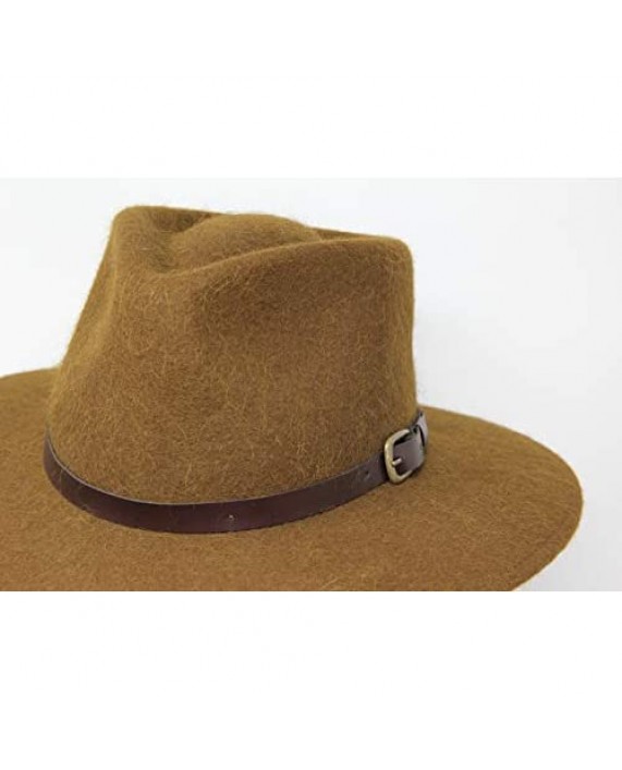 Premium Alpaca Lewis - Wide Brim Fedora Hat - Alpaca Wool Felt - Water Resistant - Leather Band