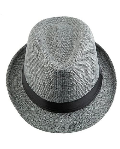 Samtree Fedora Hats for Women Men Braid Straw Short Brim Jazz Panama Cap