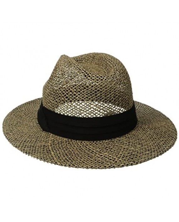 San Diego Hat Co. Men's Black Seagrass Panama Fedora Hat with Cloth Band