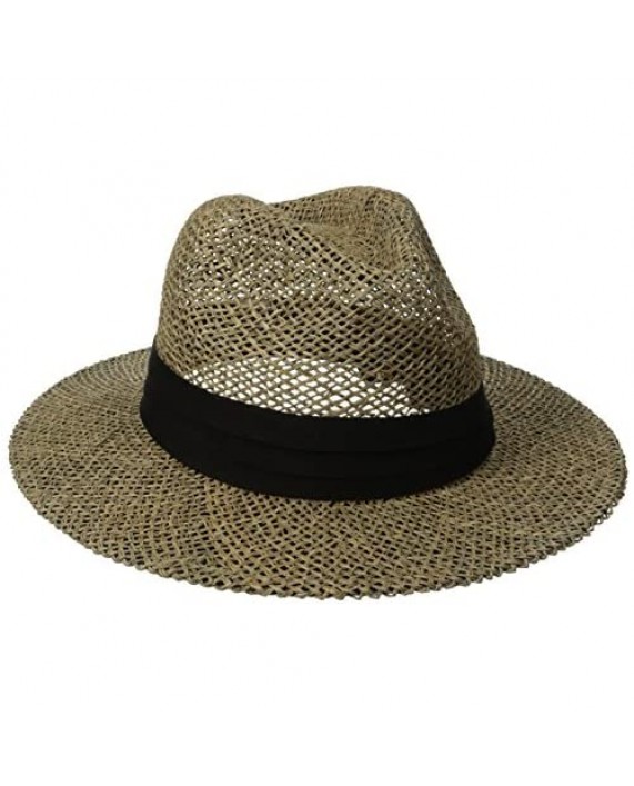 San Diego Hat Co. Men's Black Seagrass Panama Fedora Hat with Cloth Band