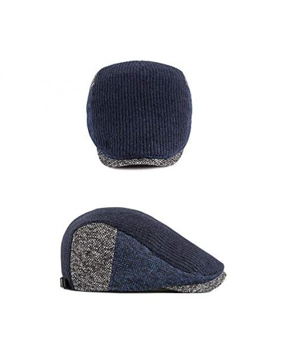 Aneky Men's Knitted Wool Duckbill Hat Warm Newsboy Flat Scally Cap