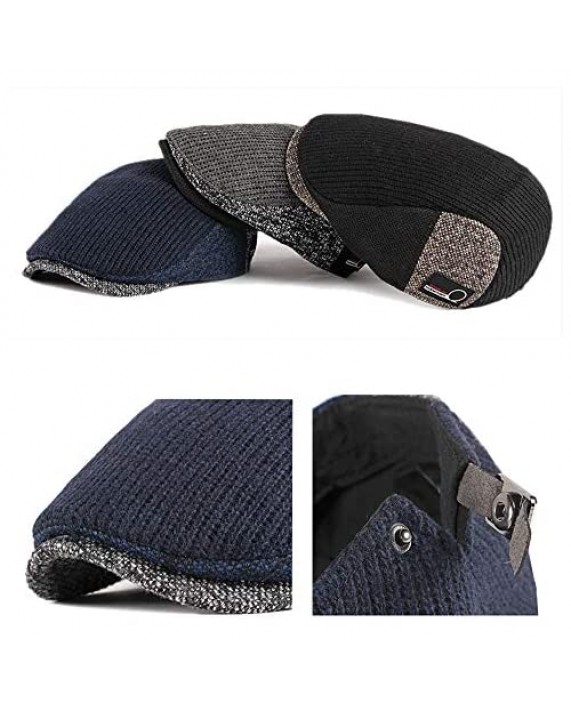 Aneky Men's Knitted Wool Duckbill Hat Warm Newsboy Flat Scally Cap