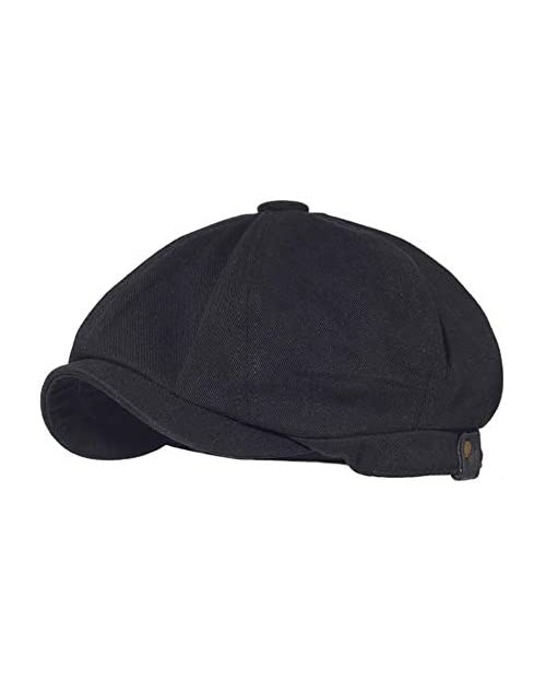 Croogo Men's 8 Piece Newsboy Hat Herringbone Flat Cap Ivy Ascot Beret Hat Octagonal Golf Hats