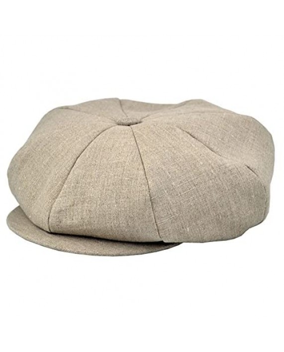 Emstate Linen 8 Panel Applejack Newsboy Cap Made in USA Many Solid Colors and Patterns