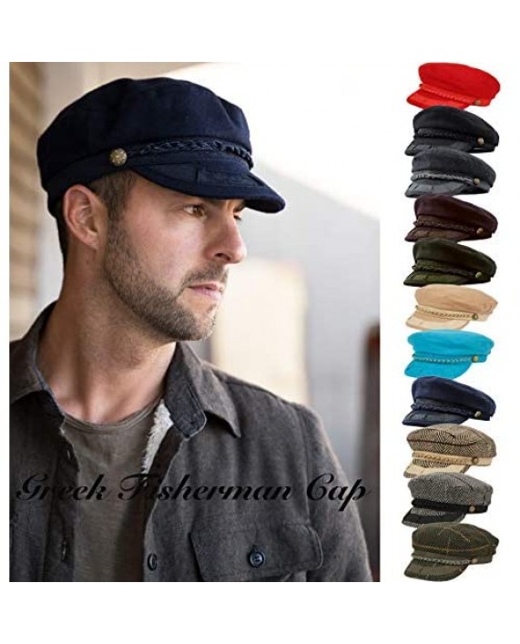 Epoch hats Men's Greek Fisherman Sailor Fiddler Winter Wool Driver Hat Flat Cap