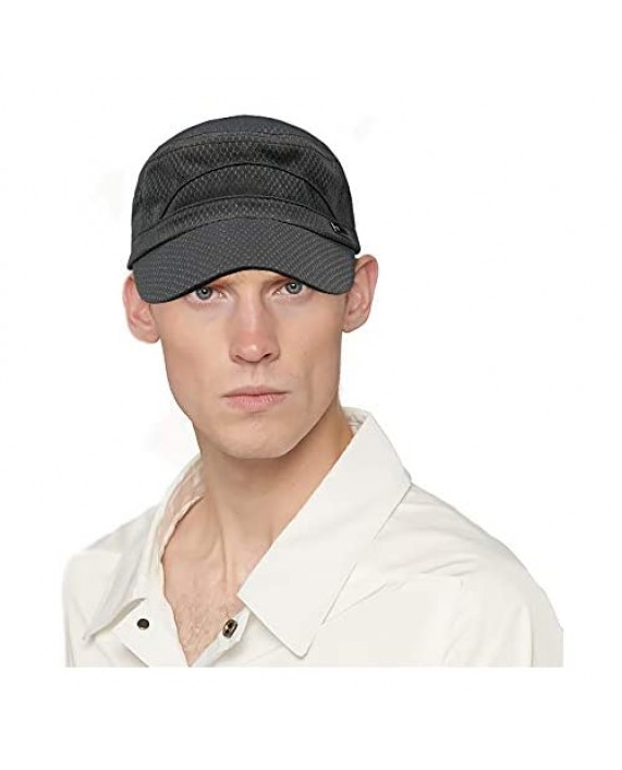 Glamorstar Army Military Cap Summer Quick Qry Mesh Hat Flat Top Newsboy Hat Basic Accessories for Men
