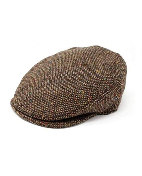 Hanna Hats Men Donegal Tweed Vintage Flat Driving Cap Made in Ireland 100% Wool