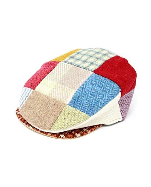 Hanna Hats of Donegal Patchwork Flat Cap for Mens Vintage Tweed Hat Made in Ireland (Multicolor Small)