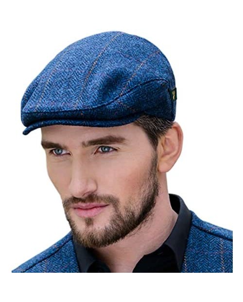 Men's Donegal Tweed Flat Cap - Traditional Style Modern Fashion Item - Blue