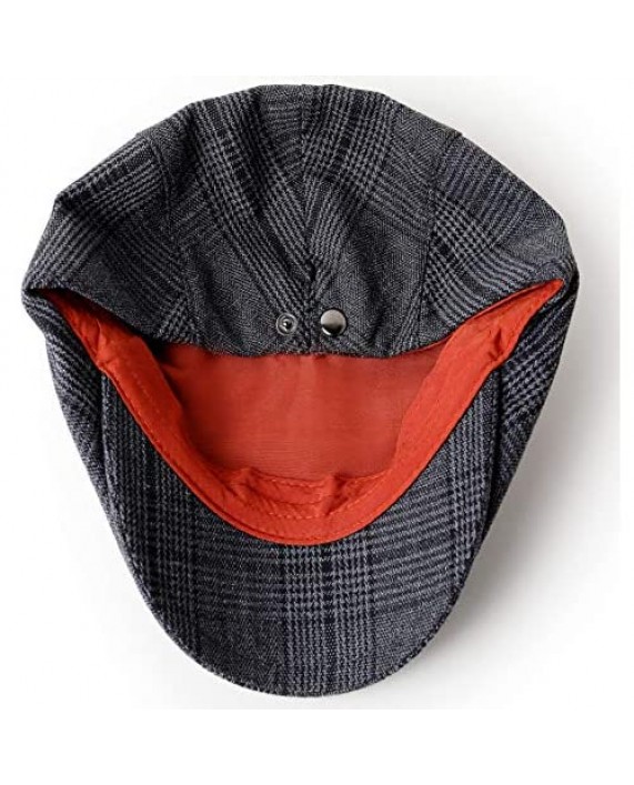 PORSYOND Men's Classic Plaid Flat Hat Newsboy Hat Beret Cabbie Ivy Driving Cap